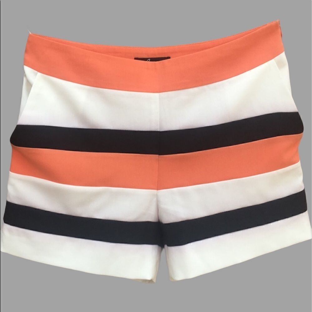 C.Luce Melon White Black Bold Striped Shorts